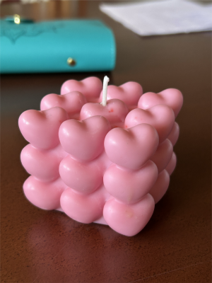 Vela de Cera de Soja Mod. BUBBLE CORAZONES Rosa