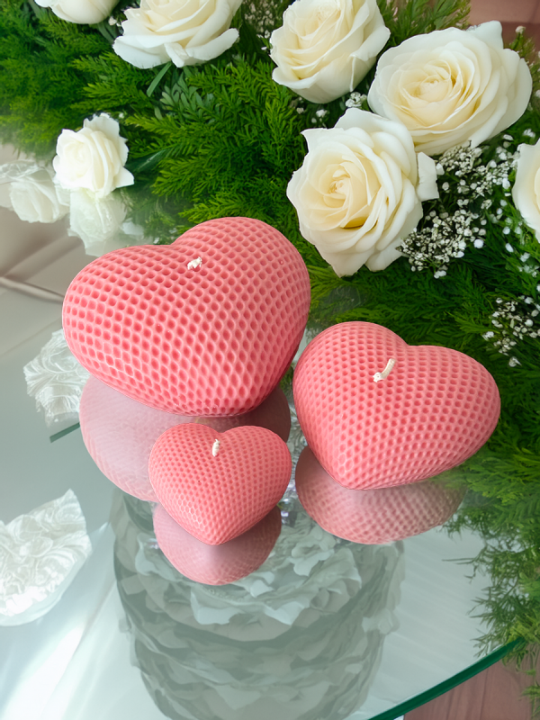 Pack Vela de Cera de Soja Mod. TRIO DE CORAZONES